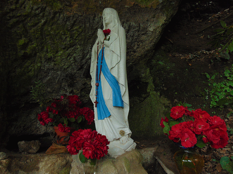 Rosario alla grotta di Lourdes